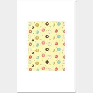 Tasty Yellow Donuts Pattern Posters and Art